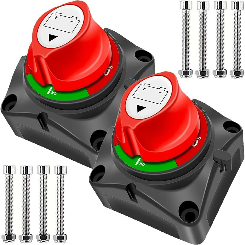 バリエーションコード : 2bu2gwv94p商品コード2bu2gofch5商品名バッテリースイッチ 車 ボート キャンピングカー 漏電 防水 ディスコネクトスイッチ 2個ブランドGavit「ボートなどに。車やバッテリーの自然放電を防ぐバッテリースイッチ」 車やRV、キャンピングカーなどのバッテリーに取り付けるだけで簡単にON/OFFできるスイッチ・キルスイッチです。自然放電やバッテリー上がりを防ぎ、長時間稼働することができます。「ヨット・ボートなどに使用可能」この防水スイッチはヨット、ボートなどの船も使用するように設計されているため、クルーザー、モーターボート、漁船などに広く使用できます。特に不定期船におすすめで、表面はプラスチック素材のため、劣化がしにくいです。「スイッチ背面のリアカバーで端子を絶縁」スイッチの背面には、ボルト4本で取り付け可能なリアカバーが付いているので、下側の部品に直接接触しません。回路を遮断できるので漏電の心配がありません。「オン/オフが簡単な赤と緑の色分け」 スイッチは緑でオンになり、赤がオフになると色が変わります。スムーズな操作で扱いやすいです。愛車やあまり乗らない法人や会社所有の車両などのバッテリーに取り付けてみてください。「幅広い用途」バッテリー遮断スイッチは自動車、バン、キャラバン、RV、トラック、ATV、UTV、船舶、汽船、マリンボートなどに通用し、電気設備のスイッチにも広く使用できます。「製品詳細」セット内容：2個セット　サイズ: 約2.7 x 2.7 x 2.9 インチ (68 x 68 x 74 mm)　対応電流：約300A 瞬時電流： 約1，000A　カラー：ブラックxレッド。＊お使いのモニター環境により、商品の色の見え方が若干異なる場合がございます※ 他ネットショップでも併売しているため、ご注文後に在庫切れとなる場合があります。予めご了承ください。※ 品薄または希少等の理由により、参考価格よりも高い価格で販売されている場合があります。ご注文の際には必ず販売価格をご確認ください。※ 沖縄県、離島または一部地域の場合、別途送料の負担をお願いする場合があります。予めご了承ください。※ お使いのモニタにより写真の色が実際の商品の色と異なる場合や、イメージに差異が生じることがあります。予めご了承ください。※ 商品の詳細（カラー・数量・サイズ 等）については、ページ内の商品説明をご確認のうえ、ご注文ください。※ モバイル版・スマホ版ページでは、お使いの端末によっては一部の情報が表示されないことがあります。すべての記載情報をご確認するには、PC版ページをご覧ください。
