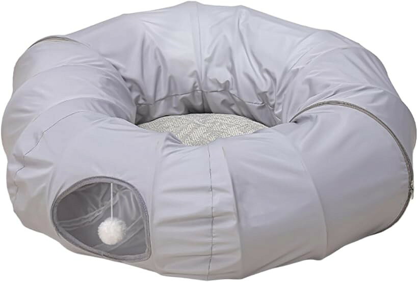 猫 トンネル おもちゃ キャットトンネル 折りたたみ式 遊び場 (グレー)