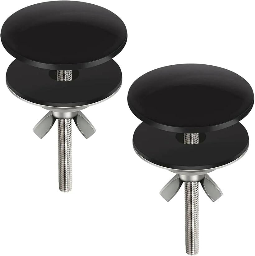 水まわりホールキャップ 穴かくし用 10～40mm カウンター化粧蓋 洗面 ネジ簡単取り付け 2個セット (ブラック)