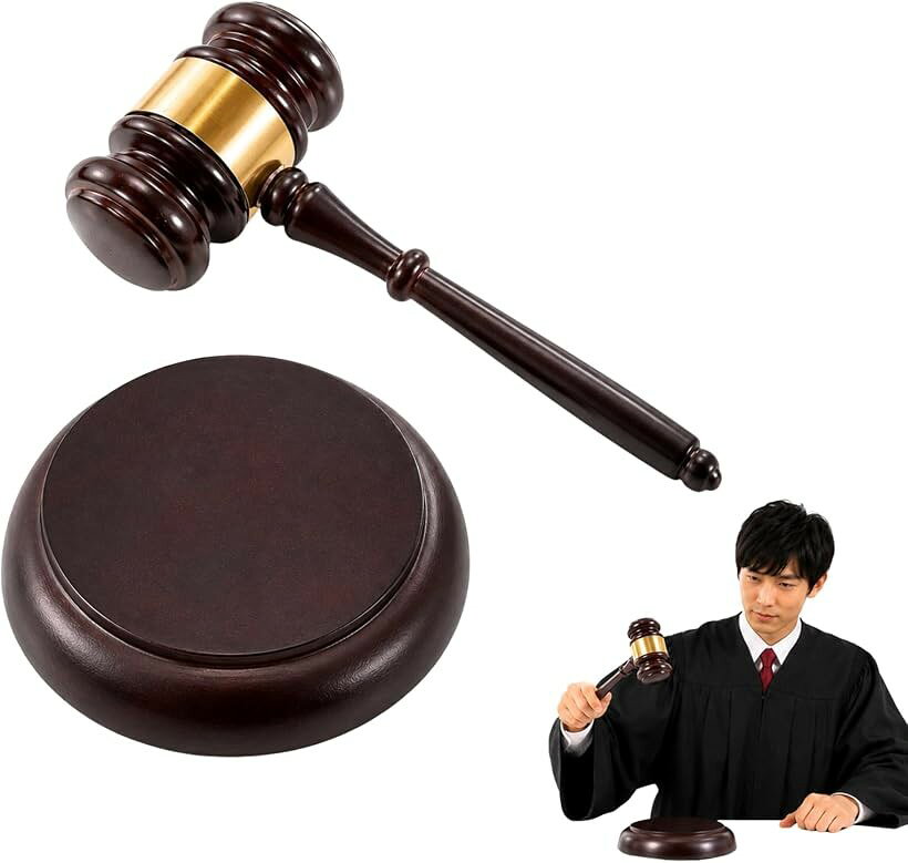 MONOSTORE 裁判官 ハンマー 法槌 木槌 木製 台座付き コスプレ 小道具 イベント 学芸会
