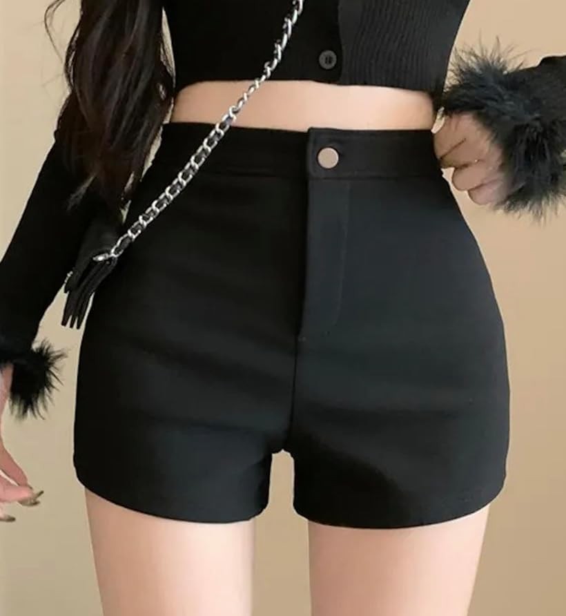 レディース ハイウエスト ショートパンツ 美脚 スタイルアップ フェイクレザー ボ...