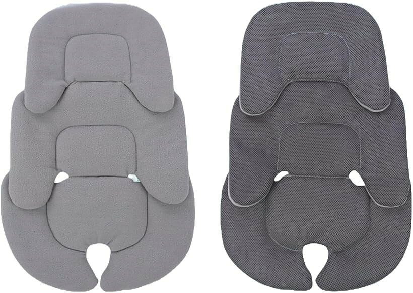 ベビーカークッション ベビーカーシート チャイルドシートクッション リバーシブル フリースxメッシュ 洗濯機で丸洗いOK オールシーズン 新生児から 3dメッシュ 防寒 (グレー, スタンダード)