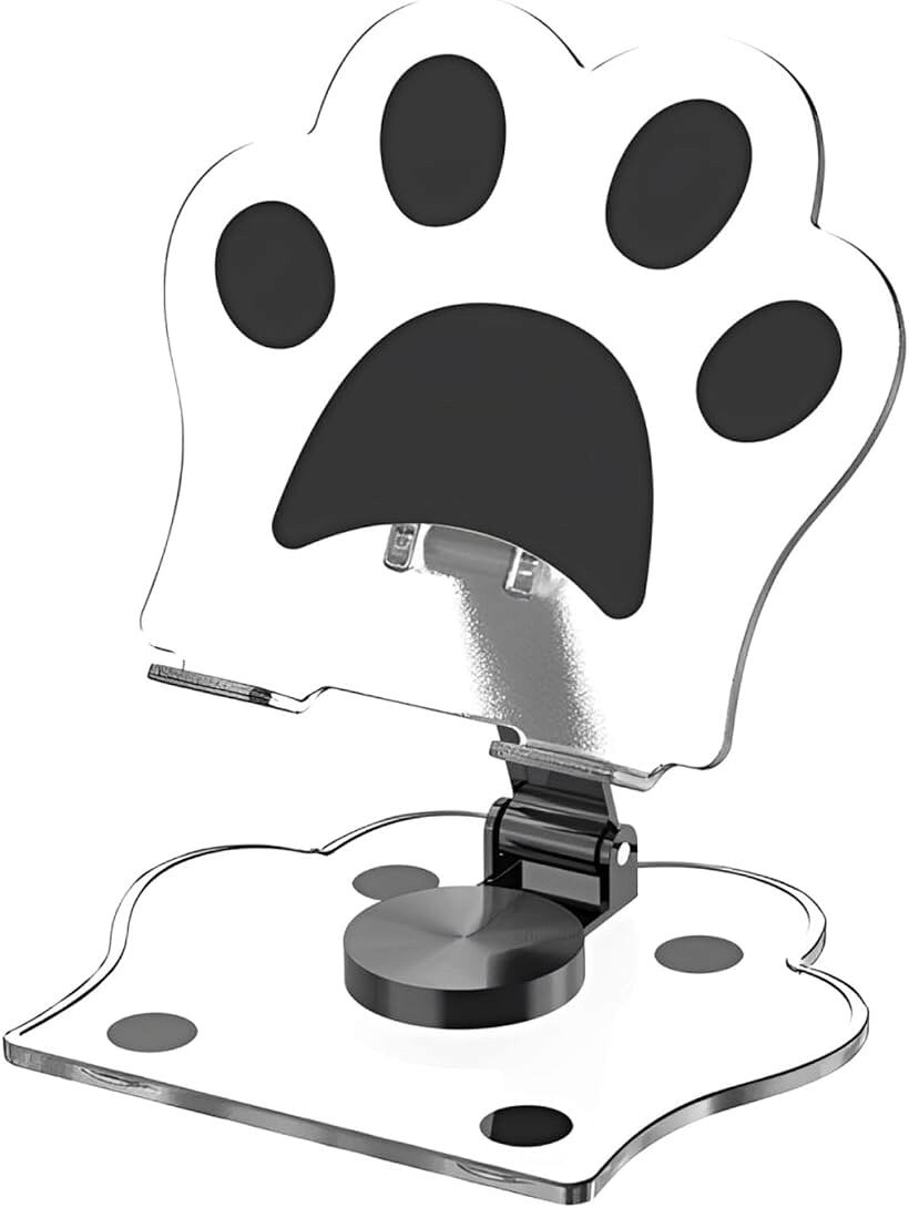 バリエーションコード : 2bkykncdjl商品コード2bkyd5whgi商品名エンプティオ 可愛い ねこ スマホスタンド 折りたたみ デスク スタンド 卓上 スマホホルダー 置くだけブランドemptioカラーブラック＊肉球モチーフの愛らしいデザインで、いつもの動画時間をもっと可愛く演出 ＊透明感のあるアクリル素材が机まわりになじむ、やさしい雰囲気の卓上スタンド＊画面下に余白をつくるくぼみ形状で、字幕を確認しやすく動画視聴も快適 ＊台座を360°回転できるから、見たい方向へくるっと手軽に向きを調整＊スマホの縦置き・横置きに対応し、動画や通話など用途に合わせて使い分け ＊角度を細かく調整でき、自分の姿勢や目線に合わせた見やすい位置へセット＊折りたたむと薄さ約2cmのコンパクト形状になり、バッグにもすっきり収納 ＊ベッドサイドやデスクに自然となじむ、毎日の空間を彩る肉球デザイン「サイズ」 「高さ：約15.5cm 台座：約11cmx9.5cm 折りたたみ時：2cm」 ＊寸法は実物を平置きにて採寸しております。＊商品タイトル以外の商品・アクセサリー等は含みません。＊商品の仕様が変更する場合がございます。ご了承ください。※ 他ネットショップでも併売しているため、ご注文後に在庫切れとなる場合があります。予めご了承ください。※ 品薄または希少等の理由により、参考価格よりも高い価格で販売されている場合があります。ご注文の際には必ず販売価格をご確認ください。※ 沖縄県、離島または一部地域の場合、別途送料の負担をお願いする場合があります。予めご了承ください。※ お使いのモニタにより写真の色が実際の商品の色と異なる場合や、イメージに差異が生じることがあります。予めご了承ください。※ 商品の詳細（カラー・数量・サイズ 等）については、ページ内の商品説明をご確認のうえ、ご注文ください。※ モバイル版・スマホ版ページでは、お使いの端末によっては一部の情報が表示されないことがあります。すべての記載情報をご確認するには、PC版ページをご覧ください。