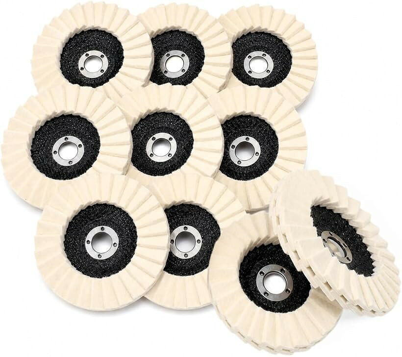 フェルトバフ フラップディスク 研磨 グラインダー ポリッシャー ウール (115mm, 10枚セット)