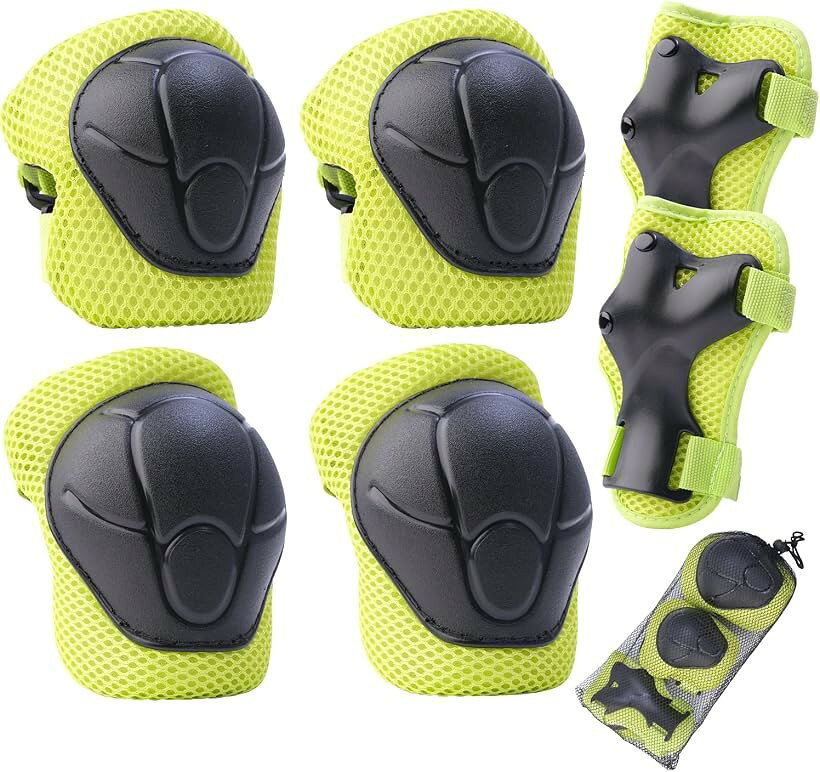 FUN+FIT ファンタスフィット キッズ用プロテクターセット 子供用 ジュニア 肘 膝 手首 自転車 スケートボード キックボード (ライトグリーン)