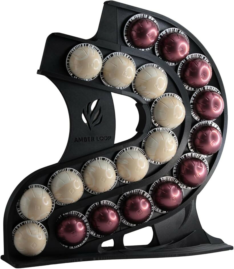 ネスプレッソ Nespresso ヴァーチュオ 対応 カプセルホルダー スリムタイプ 40個収納 (ブラック, 約 幅11cm x 奥行35.1cm x 高さ38.2cm)