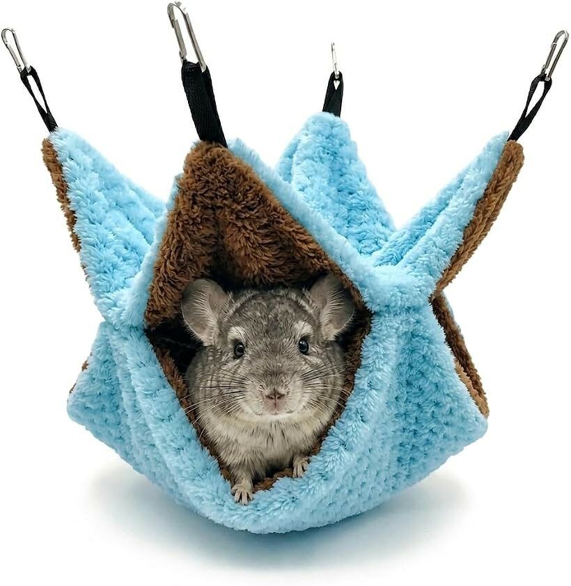 チンチラ ハンモック ハウス ステップ ケージ デグー フェレット おもちゃ 小動物 吊り下げ 洗える (スカイブルー)