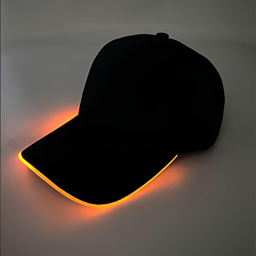 ハロウィン仮装LEDキャップ 光る帽子 発光キャップ コスプレグッズ パーティー ボタン電池式 (オレンジ)