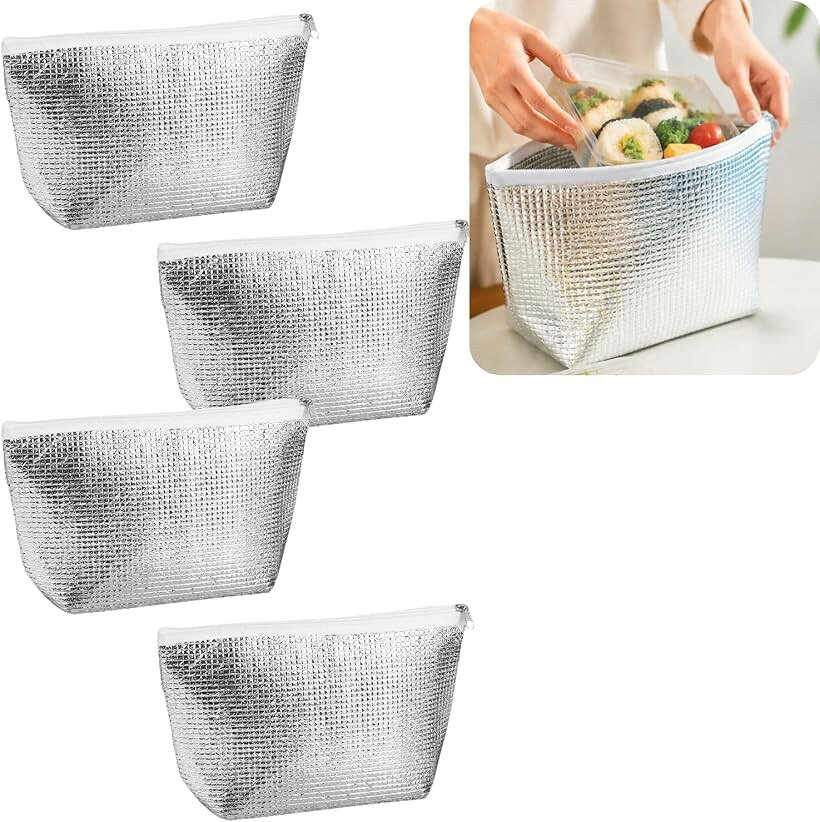 バリエーションコード : 2bk8v4iwk0商品コード2bk8vf80oi商品名保冷バッグ アルミ 保冷ポーチ 折りたたみ ランチバッグ 弁当 保温 防水 銀色ブランドNYANDELMOカラー4個サイズ等約29x19x10cm「サイズ・バリエーション」カラーはシルバー、数量は1個・2個セット・3個セット・4個セットからお選びいただけます。サイズは約29x19x10cm。お弁当箱、おにぎり、飲み物、軽食などを入れやすい保冷バッグです。通勤バッグやリュックにも入れやすく、毎日のランチバッグや保冷ポーチとして使いやすいサイズ感です。「アルミ箔素材で保冷・保温をサポート」アルミ箔素材を使用した、シンプルな保冷・保温バッグです。冷たい飲み物やお弁当の持ち運びはもちろん、温かい食品の温度変化を抑えたい時にも使いやすい仕様です。保冷剤を併用することで、夏場の買い物、ピクニック、アウトドアなどでも便利に活用できます。「折りたたみできて持ち運びやすい」使わない時は折りたたみやすく、収納場所を取りにくいのが特徴です。通勤バッグ、通学バッグ、車内、ロッカーなどに常備しやすく、急な買い物やお弁当の持ち帰りにも便利です。軽量でかさばりにくいため、サブのクーラーバッグとしてもおすすめです。「ファスナー付き・内側メッシュポケット付き」開口部はファスナー付きで、中身を入れて持ち運びやすい設計です。内側にはメッシュポケットがあり、カトラリー、保冷剤、小物などの収納にも便利。アルミ箔素材のため、内側に付いた水滴や食品汚れもサッと拭き取りやすく、毎日のランチバッグとして使いやすい仕様です。「幅広いシーンで活躍」職場や学校へのお弁当、子どものおやつ、飲み物、買い物時の冷蔵食品、ピクニックやレジャー用品の持ち運びなど、日常から外出先まで幅広く使えます。1個から4個セットまで選べるので、家族で分けたり、食品用と飲み物用で使い分けたり、予備として常備したりと便利に使える保冷バッグです。※ 他ネットショップでも併売しているため、ご注文後に在庫切れとなる場合があります。予めご了承ください。※ 品薄または希少等の理由により、参考価格よりも高い価格で販売されている場合があります。ご注文の際には必ず販売価格をご確認ください。※ 沖縄県、離島または一部地域の場合、別途送料の負担をお願いする場合があります。予めご了承ください。※ お使いのモニタにより写真の色が実際の商品の色と異なる場合や、イメージに差異が生じることがあります。予めご了承ください。※ 商品の詳細（カラー・数量・サイズ 等）については、ページ内の商品説明をご確認のうえ、ご注文ください。※ モバイル版・スマホ版ページでは、お使いの端末によっては一部の情報が表示されないことがあります。すべての記載情報をご確認するには、PC版ページをご覧ください。