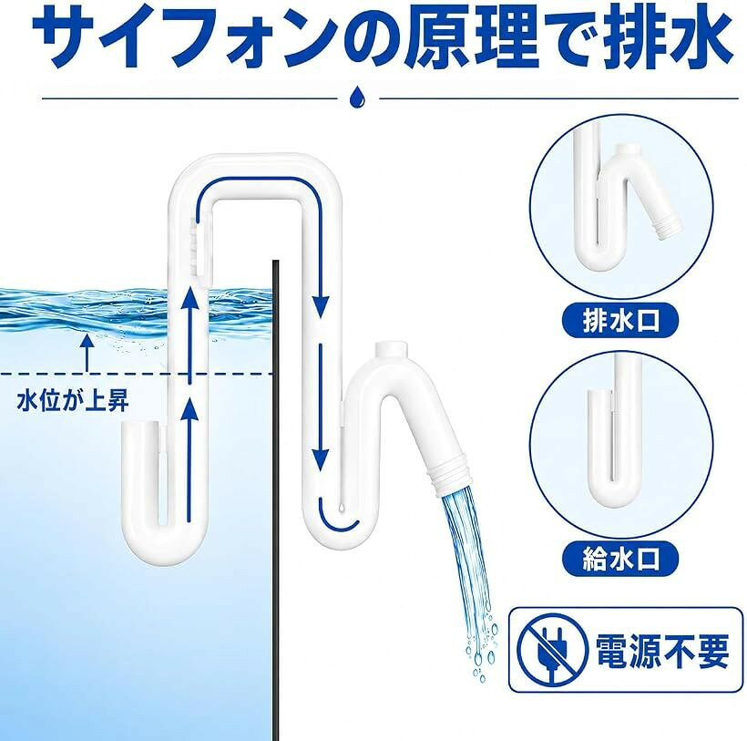 サイフォン式 排水パイプ オーバーフロー メダカ 水槽 トロ舟 めだか鉢 金魚鉢 バ...