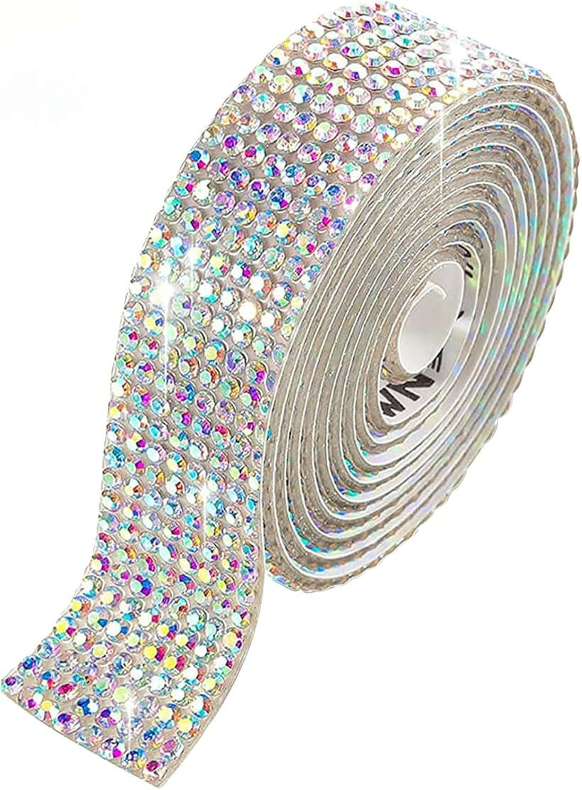 ラインストーン テープ キラキラ 自粘着 デコシール 長さ90cm 手芸 DIY用 (オーロ...
