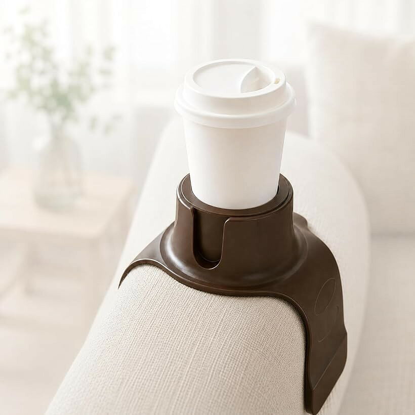 ドリンクホルダー 肘掛け ソファ テーブル カップホルダー コップ置き こぼれにくい 映画 テレビ (ブラウン)
