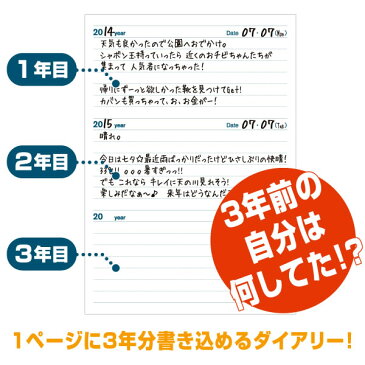 日記帳 3年連用日記 ピンク DP3-140PK アーティミス B6 日付なし 368頁 横罫 三年分の出来事を同じページに記録できます 手帳 ダイアリー にっき メール便可