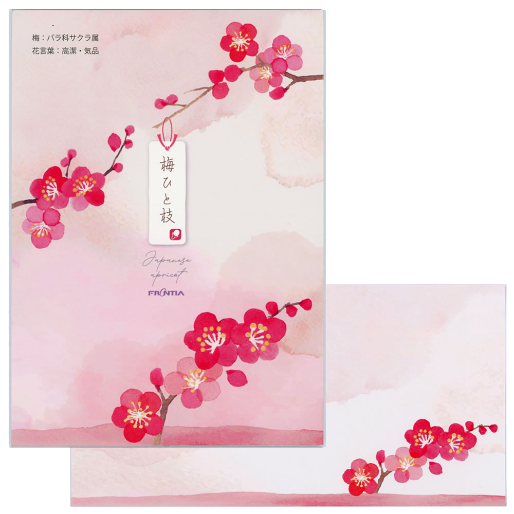 レターセット 冬柄 梅ひと枝 PD-688/EV-688 （A-2） 便箋2柄18枚 封筒6枚 フロンティア FRONTIA