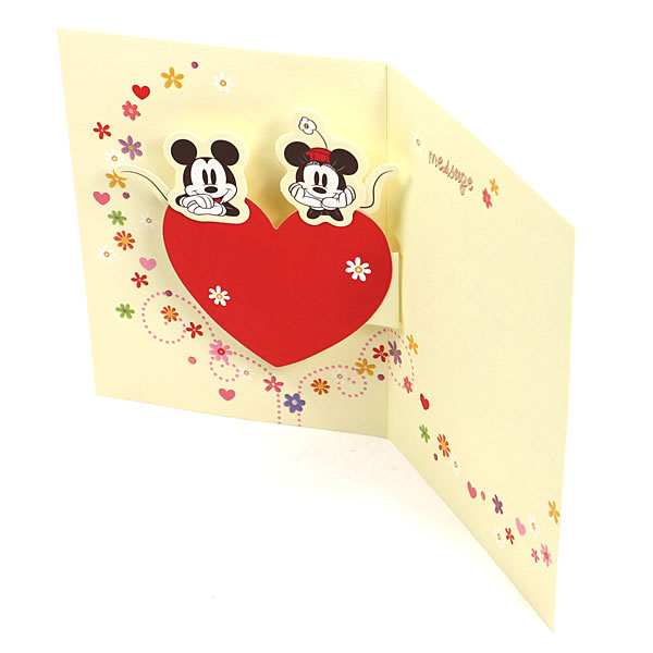 多目的カード ディズニー ハートの上でミッキー＆ミニー EAR-620-806 二つ折りポップアップカード グリーティングカード バレンタイン 多用途 ホールマーク