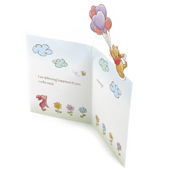 多目的カード ディズニー プー花と風船 EAR-642-396 二つ折りポップアップカード グリーティングカード バレンタイン 多用途 ホールマーク