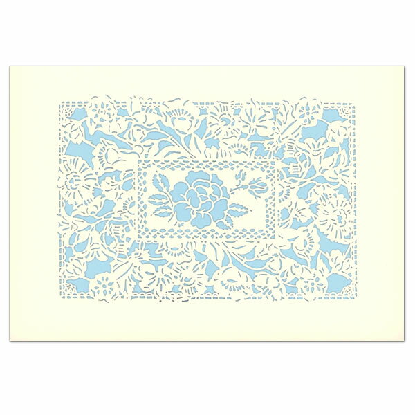 マルチカード 贈り物 花（水色） J-012 二つ折りカード 中紙付 リーフワーク Multi Card グリーティングカード 多目的(3)