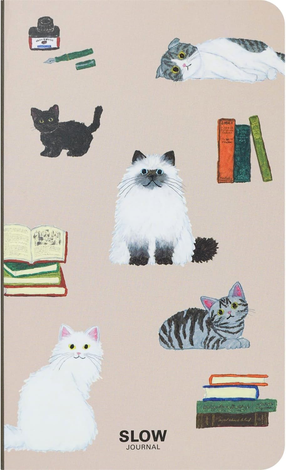 スロージャーナル 米津祐介 ネコ ベージュ YZD-440 A6 96P グリーティングライフ 毎ページ絵が変わり気..