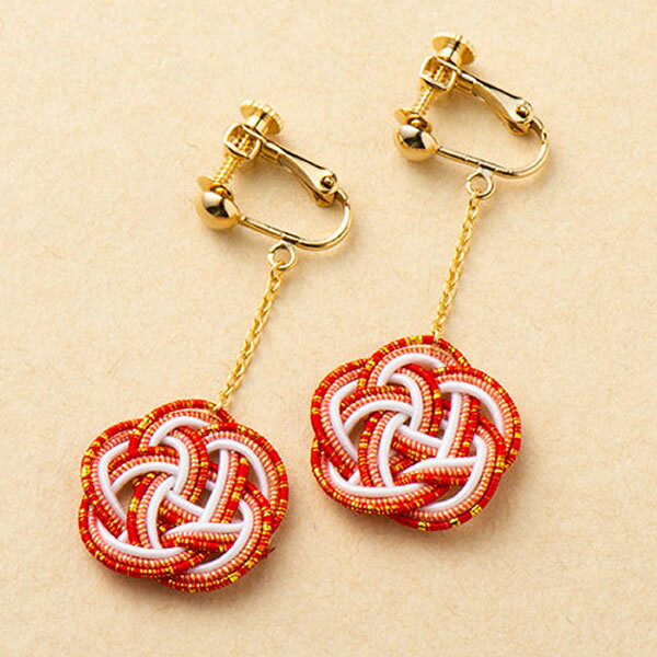 水引イヤリング チェーン付き 唐紅 からくれない 2692009 水引アクセサリー みずひき ギフト プレゼント 装飾品 エヌビー