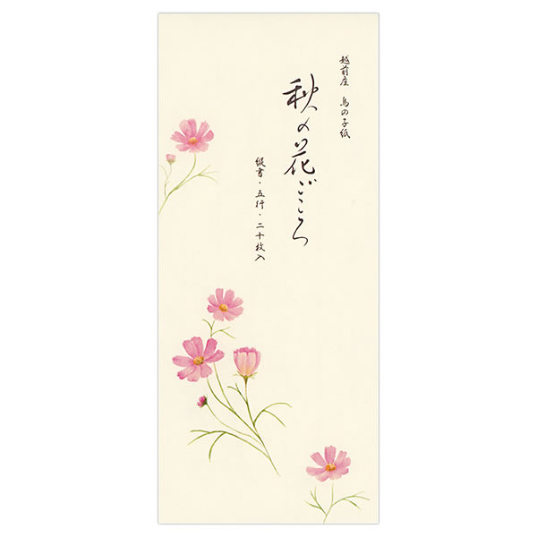 一筆箋 秋柄 秋四集 花ごころ2A 5817148 （35） 20枚入り 便箋 縦罫 越前産鳥の子紙使用 NB エヌビー