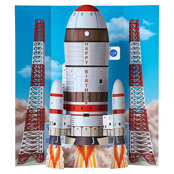 Rakuten - バースデーカード ライト付きメロディカード 宇宙ロケット P186/878723 サンリオ 立体カード お誕生日お祝い 電池交換可能