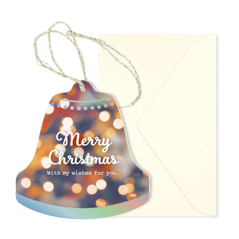 クリスマスカード（1000円程度） クリスマスカード 洋風 タグカード ジングルベル XTC-10 リュリュ 透明素材・ホログラム箔 ミニサイズの為郵送不可 Christmas card グリーティングカード