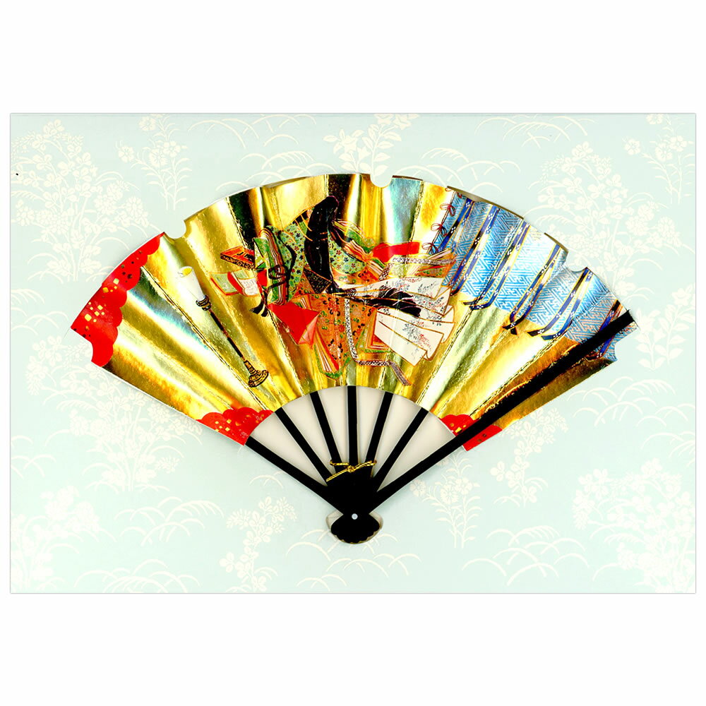 クリスマスカード 和風 海外向け 扇子カード 扇子 源氏物語 F90-27 福井朝日堂 Christmas card グリーティングカード