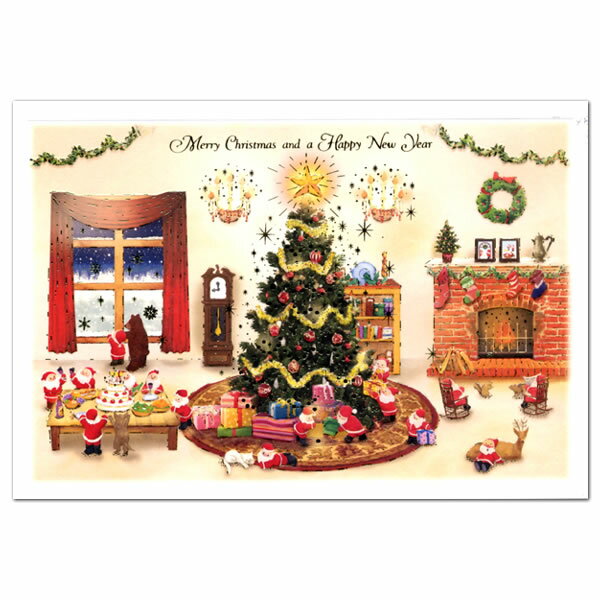 クリスマスカード 洋風 ミニサンタカード S-391 クリスマスパーティー グリーティングライフ Christmas card グリーティングカード 世界の医療団支援活動カードのサムネイル