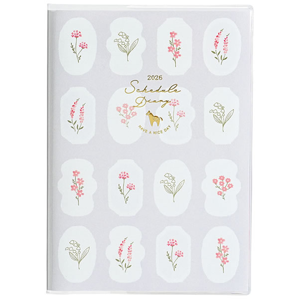 ダイアリー 2026 手帳 クツワ カラーインデックス手帳 B6週間 月曜始まり 128SHA 小花パターン マンス..