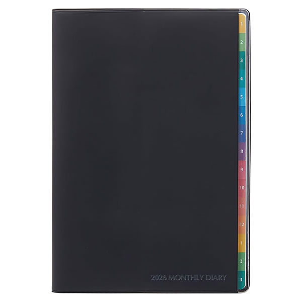 2026 ダイアリー 手帳 レイメイ カラーインデックスダイアリー B6サイズ ブラック RFD2650B （レイ-25） マンスリー 2025年12月〜2027年3月の商品画像