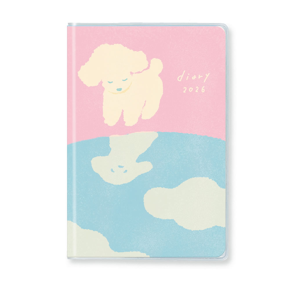 ダイアリー 2026 手帳 リュリュ 2026年2月始まり A6サイズ SDK-2609 mula いぬ・晴れ マンスリー 日曜始まり 2026年2月〜2027年3月 スケジュール帳 Ryu-Ryuの商品画像