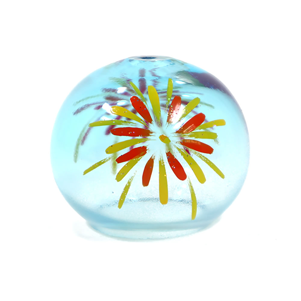 風鈴 ガラス プチくりすたる風鈴 花火（マリンブルー） R-190 会津喜多方 蒔絵仕上...