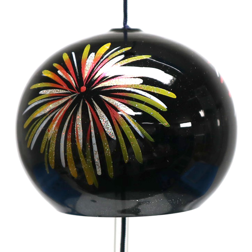 風鈴 ガラス うるし風鈴 花火 R-251 会津喜多方 漆 蒔絵仕上げ 手作り風鈴 木之本