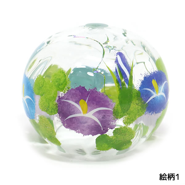 風鈴 ガラス ぎやまん風鈴 ちぎり絵 あさがお R-273 会津喜多方 蒔絵仕上げ 手作り...