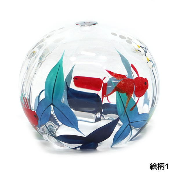風鈴 ガラス ぎやまん匠風鈴 おもだか R-304 会津喜多方 蒔絵仕上げ 手作り風鈴 木...