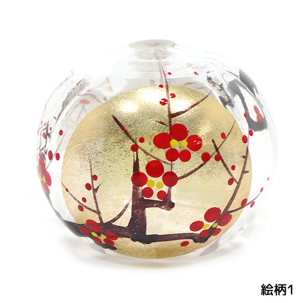 風鈴 ガラス ぎやまん匠風鈴 金・銀梅 R-305 会津喜多方 蒔絵仕上げ 手作り風鈴 木...