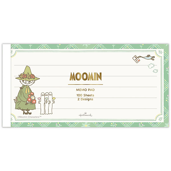 ムーミン メモパッド グリーン Gift おくりものを届けに EFM-841-799 (A-8) 2柄100枚+表紙(箔加工) 横罫入 My little so...