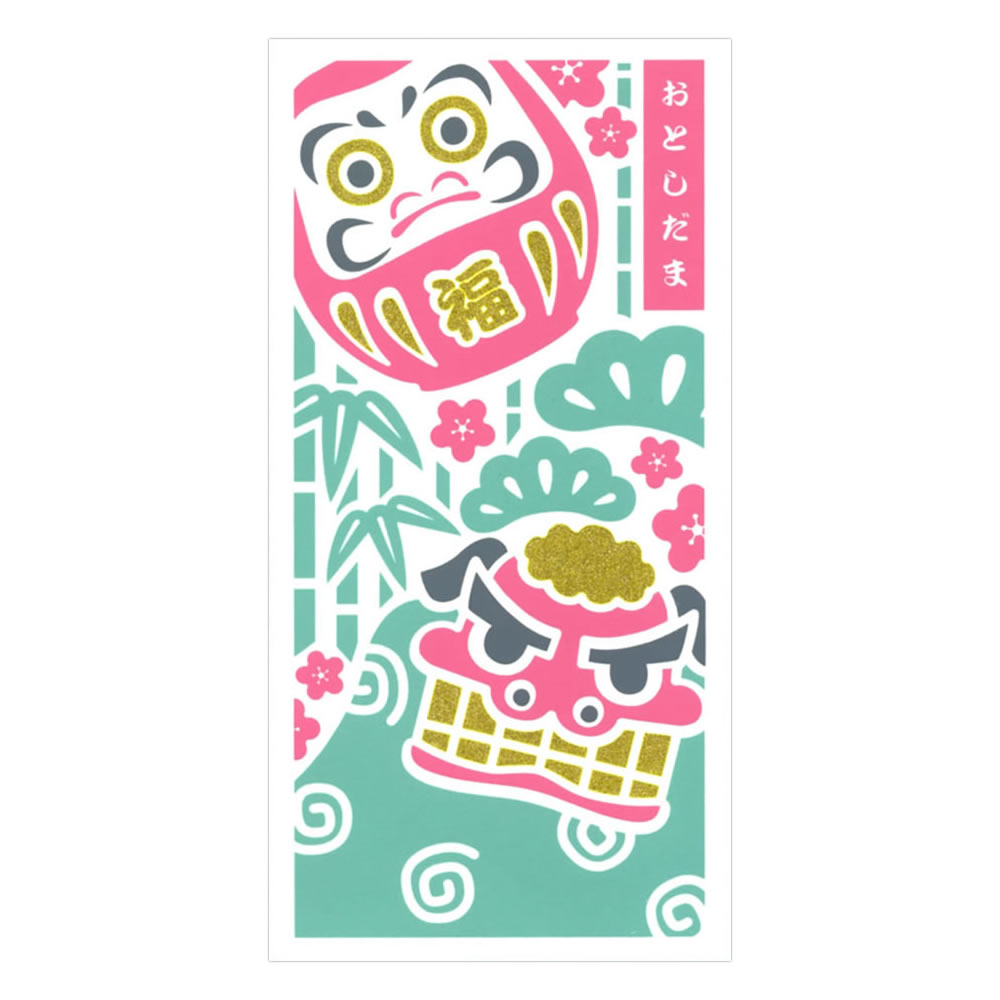 商品の特徴 色ムラが少なく発色が綺麗なシルク印刷の、お札が折らずに入るお年玉ぽち袋です。 サイズ・重量 ◇サイズ（1枚）：H168×W84mm 商品詳細 ◇セット内容：同柄2枚入り ◇仕様：シルク印刷 ◇特徴：お札を折らずに入れられるサイズです 注意事項 ※商品画像は、実際の商品と、色味が多少異なる場合もございます。また、掲載上各パーツの比率は同一ではありません。予めご了承ください。 【ポチ袋 ぽち袋 封筒 うま 午 ウマ 金封 新年 お金 お小遣い】 クリスマス・お年玉ポチ袋商品一覧はこちら ＞【商品名】お年玉ポチ袋（大） 同柄2枚入 だるまと獅子舞 558 新札型 シルク印刷 お札が折らずに入るサイズ 金封 天一堂 ぽち袋 メール便可 正月 金封 ポチ袋 ポチ袋 お小遣い 商品の特徴 色ムラが少なく発色が綺麗なシルク印刷の、お札が折らずに入るお年玉ぽち袋です。 サイズ・重量 ◇サイズ（1枚）：H168×W84mm 商品詳細 ◇セット内容：同柄2枚入り ◇仕様：シルク印刷 ◇特徴：お札を折らずに入れられるサイズです 注意事項 ※商品画像は、実際の商品と、色味が多少異なる場合もございます。また、掲載上各パーツの比率は同一ではありません。予めご了承ください。 【ポチ袋 ぽち袋 封筒 うま 午 ウマ 金封 新年 お金 お小遣い】 クリスマス・お年玉ポチ袋商品一覧はこちら ＞