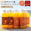 送料無料 島みかんジュース 温州みかん＆でこかんセット 500ml×12本 ◆ 愛媛県 大三島 無添加 ストレート 100% 果汁 高級 お取り寄せ プレゼント 贈答用 内祝い 結婚祝い 出産祝い ギフト 詰め合わせ 贈り物 お中元