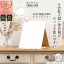 堀内鏡工業 【細部がはっきり見える】 5倍拡大鏡付きプロモデル折立ナピュアミラー M 化粧鏡 卓上鏡 クリア 本当の肌色を映す メイク かがみ ナピュア アイメ...