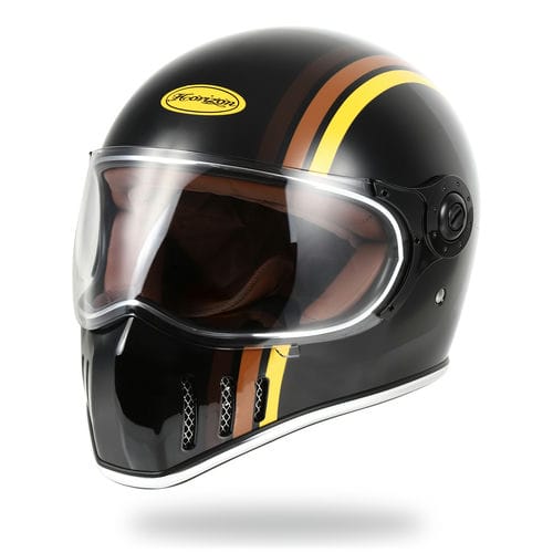 フルフェイス へルメット バイク ビンテージ トリコロール2ブラック メンズ レディース S～XL HORIZON HELMETS JADE Tricolor2-black