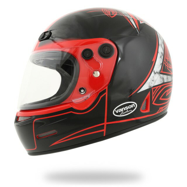 （アウトレット）フルフェイス へルメット バイク VANSON コラボ マット ブラック レッド ホワイト M～XL HORIZON HELMETS HVXXR-01