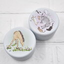 イラストレーターチアブーコのイラスト プチ缶+ティーセットミニ缶 白桃紅茶、ジャスミン茶 1個売り【 とねっことねこ 】と【 ベリーク森の馬とハリネズミ 】の2...
