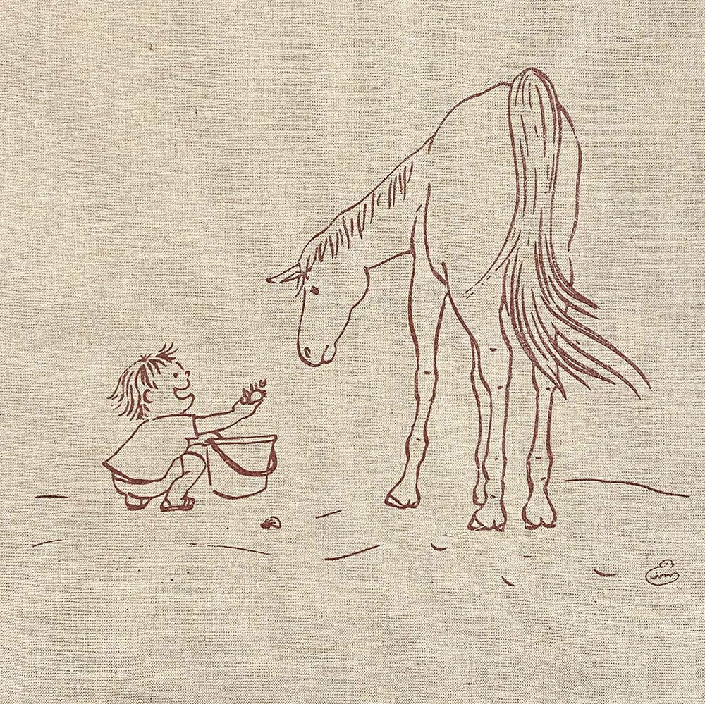 【チアブーコ】の優しい馬のイラストバッグ『かにだよ』馬柄　エコバッグリサイク...