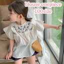 ワンピース 100cm ホワイト 子供服 半袖 女の子 ホワイト 春夏 可愛い シャツワンピ キッズ 子供 女の子 春 夏【 刺繍 シャツワンピース 】送料無料