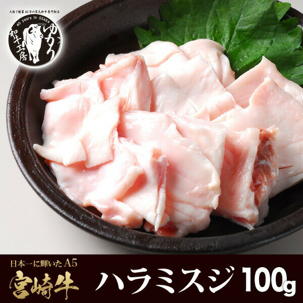 ハラスジ 肉 ホルモン A5 宮崎県産 黒毛和牛 ハラミスジ 切れ目入り 100g 牛すじ 【ハラスジ】 2