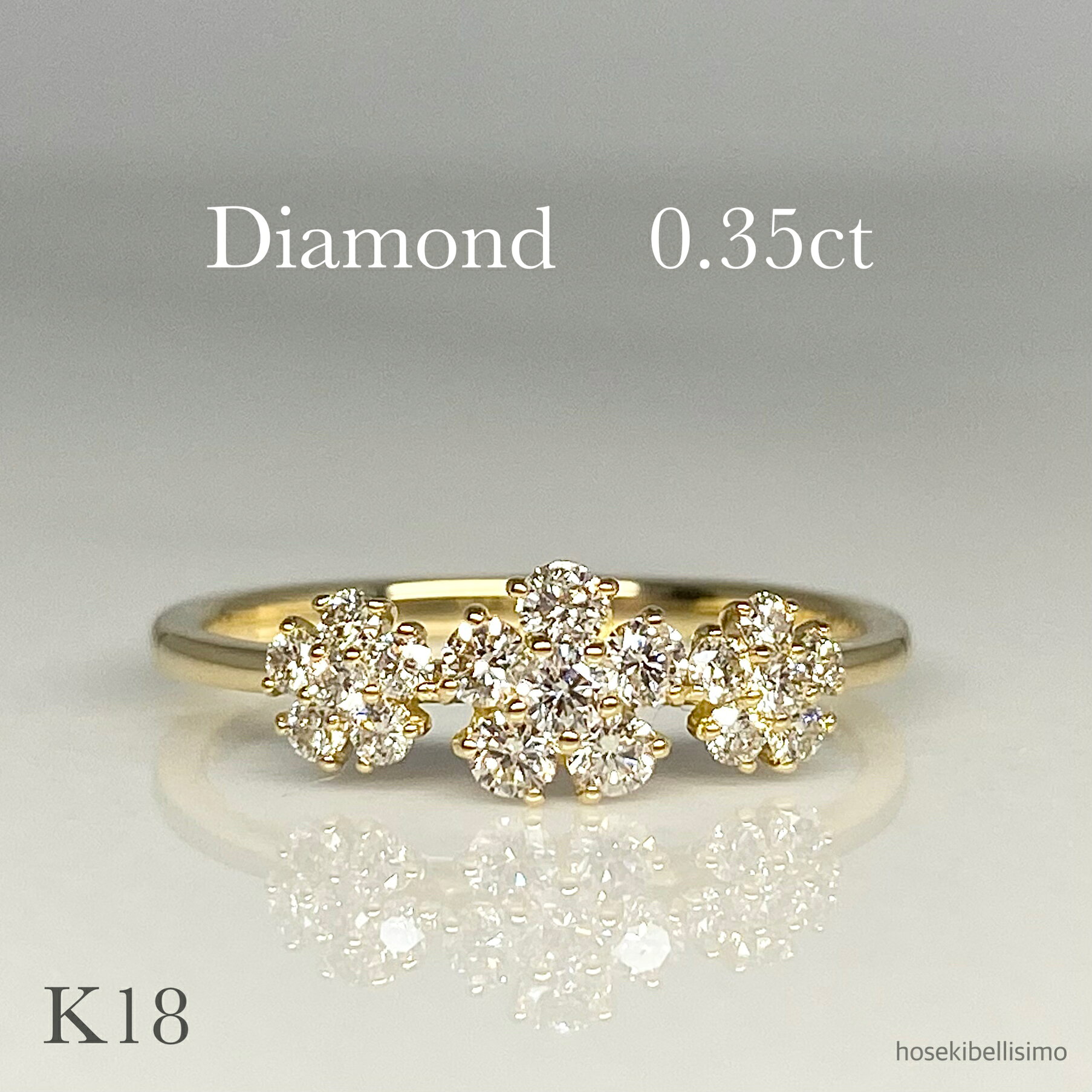 乐天商城 - 【受注生産】 K18 ダイヤモンド リング 0.35ct フラワー 花 天然 ダイヤ 取り巻き 18金 18k ボタニカル お花 ダイヤ ゴールド 4月 誕生石 ジュエリー レディース 指輪 細身 華奢 豪華 宝石 色石 天然石