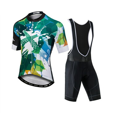 サイクルジャージ ロードバイクジャージ ロードバイク インナーパンツ 自転車服 ビブ付き 半袖 メンズ サイクルウェア スポーツ ロードバイク アウトドア 春夏用 高弾性 速乾吸汗 通気 上下セット tシャツ