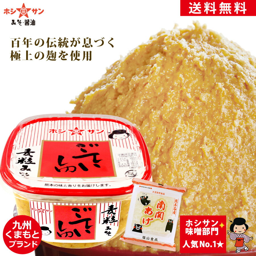 味噌 送料無料 込み 【甘口】≪九州 熊本特産 ごていしゅ味噌 700gカップ 南関あげ おまけ付き ≫楽天1位 子供も喜ぶやさしい甘み 【塩分控えめ】麹 こうじ たっぷり麦粒味噌 生みそ 甘口味噌【…