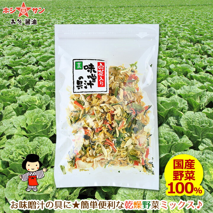 乾燥野菜ミックス≪乾燥野菜 1袋45g≫簡単！お味噌汁の具【国産野菜使用】和え物♪サラダなどに♪白菜 人参 小松菜 玉ねぎ【保存食】九州熊本の老舗 みそ醤油屋ホシサン